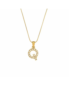 Lady Plating Stainless Steel Necklaces Letter With Zircon Stainless Steel Necklace 