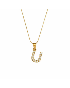 Lady Plating Stainless Steel Necklaces Letter With Zircon Stainless Steel Necklace 