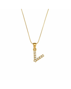 Lady Plating Stainless Steel Necklaces Letter With Zircon Stainless Steel Necklace 