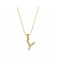 Lady Plating Stainless Steel Necklaces Letter With Zircon Stainless Steel Necklace 