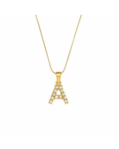 Lady Plating Stainless Steel Necklaces Letter With Zircon Stainless Steel Necklace 