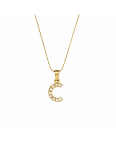 Lady Plating Stainless Steel Necklaces Letter With Zircon Stainless Steel Necklace 