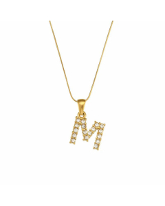 Lady Plating Stainless Steel Necklaces Letter With Zircon Stainless Steel Necklace 