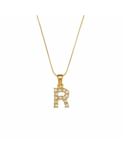 Lady Plating Stainless Steel Necklaces Letter With Zircon Stainless Steel Necklace 