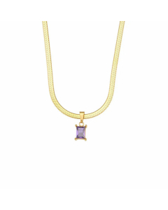 Lady Square Stainless Steel Necklace Plating Zircon Stainless Steel Necklaces