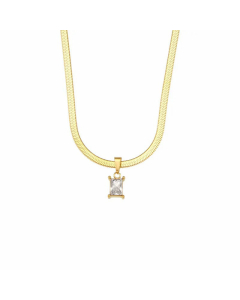 Lady Square Stainless Steel Necklace Plating Zircon Stainless Steel Necklaces