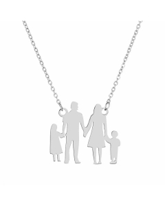 Fashion Human Family Of Four Stainless Steel Plating Pendant Necklace 1 Piece