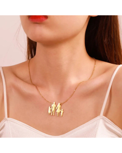 Fashion Human Family Of Four Stainless Steel Plating Pendant Necklace 1 Piece