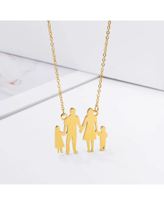 Fashion Human Family Of Four Stainless Steel Plating Pendant Necklace 1 Piece