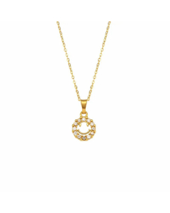 Fine Jewelry Lady Round Smiley Stainless Steel Necklace Plating Zircon Stainless Steel Necklaces