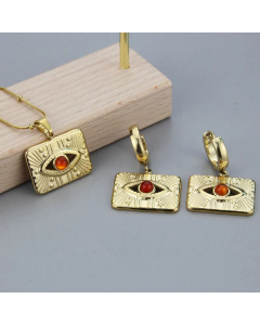 Simple Style Eye Hollow Out Stainless Steel Necklaces Earrings Necklace Titanium Steel