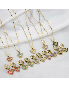 Simple Style Artificial Gemstones Stainless Steel Necklaces Heart Shape Titanium Steel Necklace 
