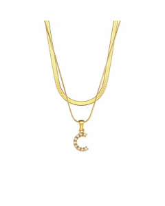 Lady Plating Artificial Pearls Stainless Steel Necklaces Initial Letter Stainless Steel Necklace 