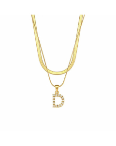Lady Plating Artificial Pearls Stainless Steel Necklaces Initial Letter Stainless Steel Necklace 
