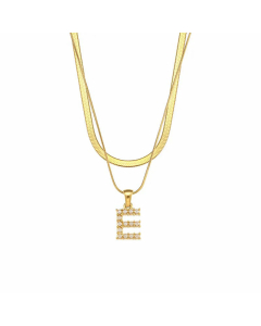 Lady Plating Artificial Pearls Stainless Steel Necklaces Initial Letter Stainless Steel Necklace 
