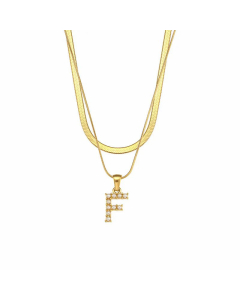 Lady Plating Artificial Pearls Stainless Steel Necklaces Initial Letter Stainless Steel Necklace 