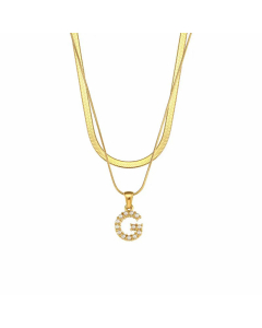 Lady Plating Artificial Pearls Stainless Steel Necklaces Initial Letter Stainless Steel Necklace 