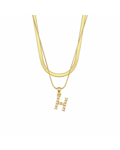 Lady Plating Artificial Pearls Stainless Steel Necklaces Initial Letter Stainless Steel Necklace 