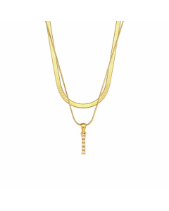 Lady Plating Artificial Pearls Stainless Steel Necklaces Initial Letter Stainless Steel Necklace 
