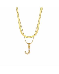 Lady Plating Artificial Pearls Stainless Steel Necklaces Initial Letter Stainless Steel Necklace 