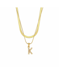 Lady Plating Artificial Pearls Stainless Steel Necklaces Initial Letter Stainless Steel Necklace 