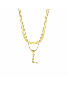 Lady Plating Artificial Pearls Stainless Steel Necklaces Initial Letter Stainless Steel Necklace 