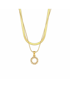 Lady Plating Artificial Pearls Stainless Steel Necklaces Initial Letter Stainless Steel Necklace 