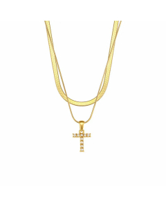 Lady Plating Artificial Pearls Stainless Steel Necklaces Initial Letter Stainless Steel Necklace 