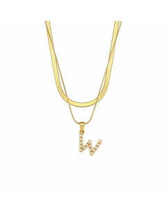 Lady Plating Artificial Pearls Stainless Steel Necklaces Initial Letter Stainless Steel Necklace 