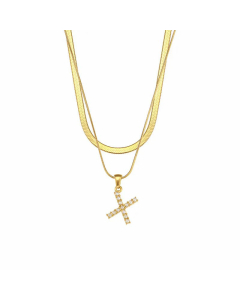 Lady Plating Artificial Pearls Stainless Steel Necklaces Initial Letter Stainless Steel Necklace 
