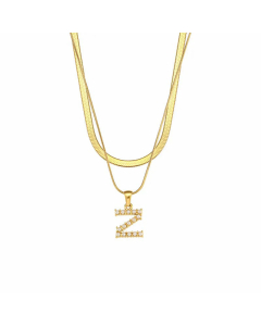 Lady Plating Artificial Pearls Stainless Steel Necklaces Initial Letter Stainless Steel Necklace 