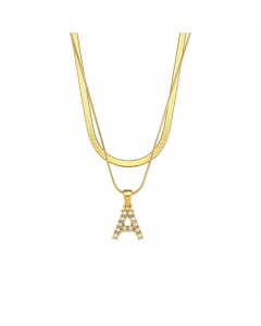 Lady Plating Artificial Pearls Stainless Steel Necklaces Initial Letter Stainless Steel Necklace 