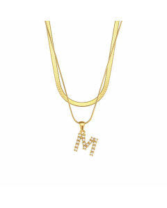Lady Plating Artificial Pearls Stainless Steel Necklaces Initial Letter Stainless Steel Necklace 