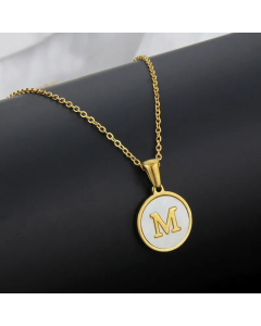 Simple Style Plating Stainless Steel Round Letter Titanium Steel Necklace 