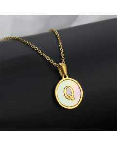 Simple Style Plating Stainless Steel Round Letter Titanium Steel Necklace 