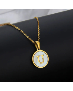 Simple Style Plating Stainless Steel Round Letter Titanium Steel Necklace 