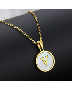 Simple Style Plating Stainless Steel Round Letter Titanium Steel Necklace 