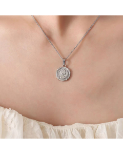 Fashion Round Portrait Titanium Steel Pendant Necklace Plating Stainless Steel Necklaces