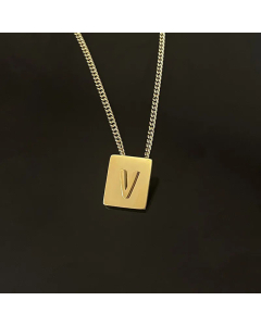 Retro Plating Stainless Steel Necklaces 26 Letter Stainless Steel Necklace 