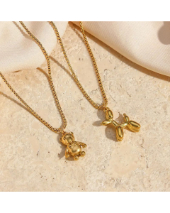 Cute Dog Plating Stainless Steel Necklaces Bear Stainless Steel Pendant Necklace 