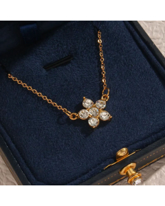 Fashion Inlay Zircon Stainless Steel Necklaces Flower Stainless Steel Necklace 