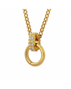 Simple Style Zircon Stainless Steel Necklaces Double Ring Titanium Steel Pendant Necklace 