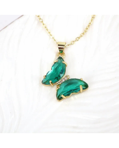 Fashion Plating Zircon Stainless Steel Necklaces Butterfly Titanium Steel Pendant Necklace 