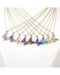 Fashion Plating Zircon Stainless Steel Necklaces Butterfly Titanium Steel Pendant Necklace 