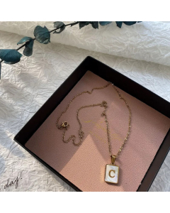 Fashion Metal Inlay Shell Stainless Steel Necklaces Letter Titanium Steel Pendant Necklace