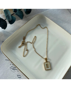 Fashion Metal Inlay Shell Stainless Steel Necklaces Letter Titanium Steel Pendant Necklace
