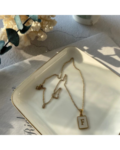 Fashion Metal Inlay Shell Stainless Steel Necklaces Letter Titanium Steel Pendant Necklace