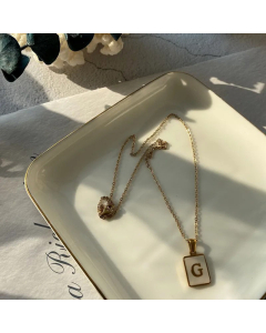 Fashion Metal Inlay Shell Stainless Steel Necklaces Letter Titanium Steel Pendant Necklace