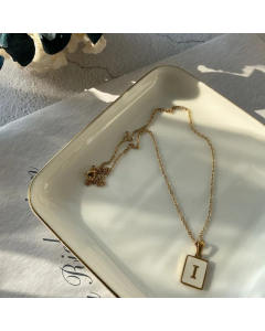 Fashion Metal Inlay Shell Stainless Steel Necklaces Letter Titanium Steel Pendant Necklace