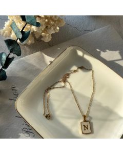 Fashion Metal Inlay Shell Stainless Steel Necklaces Letter Titanium Steel Pendant Necklace